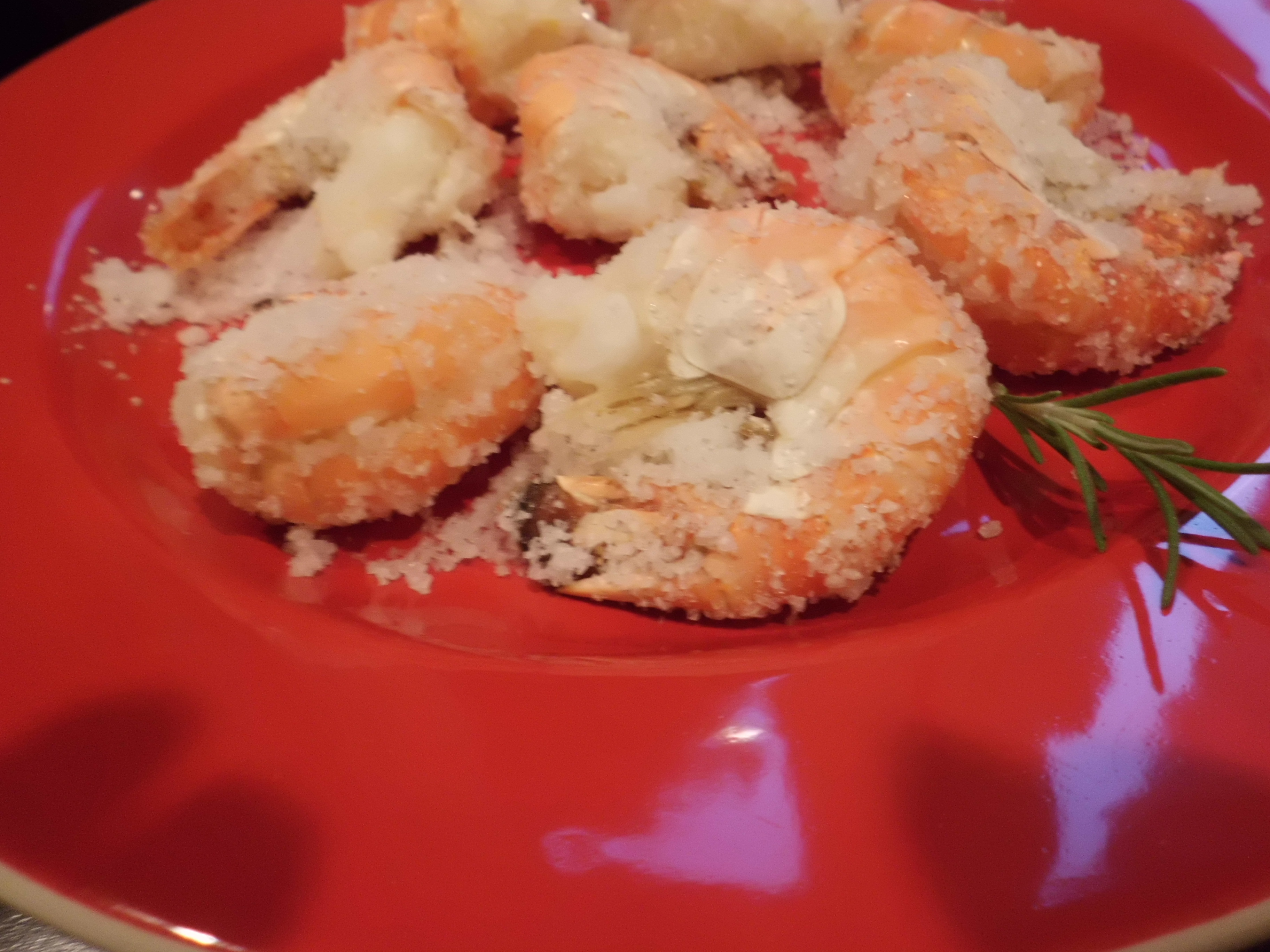 Succulent Shrimp Encrusted in Rosemary Infused Coarse Salt